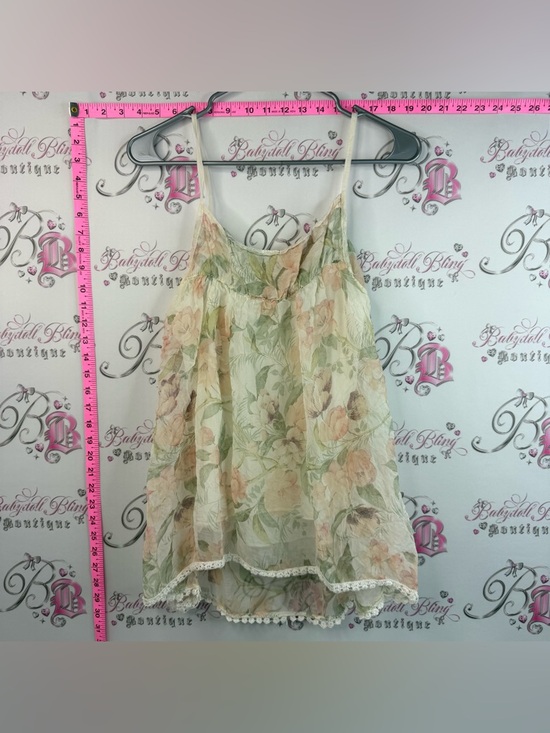 Tops - Tank top Italy dual Floral Chiffon Spaghetti Strap Tank Top - Soft Pastel Blooms